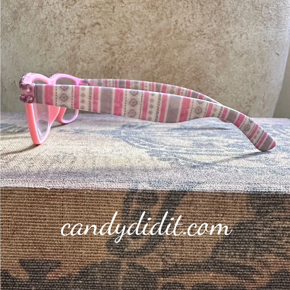 NWT Pretty Pink Crystal Reading Glasses Strength 1.50 With Matching Case